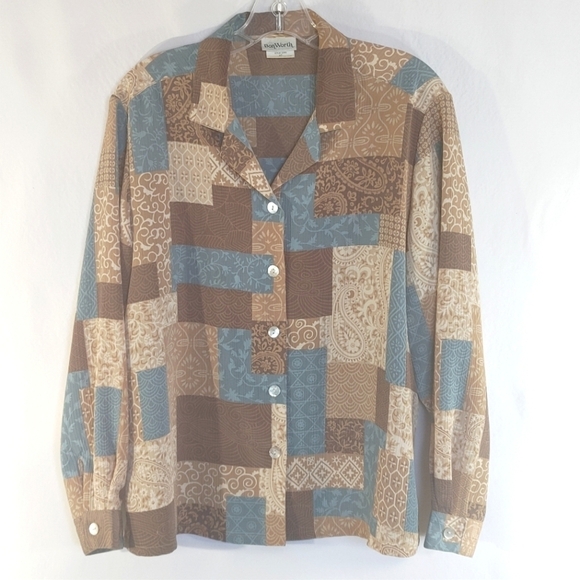 BonWorth Patterned 2 piece Patterned Shirt Blouse Set Size SP - Picture 6 of 12